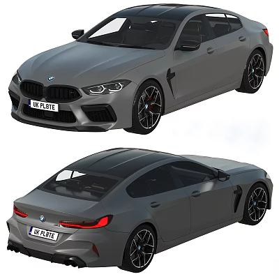 BMW Modern Gray Coupe Exterior With Black Wheels And Sleek Body Design Features 3d model