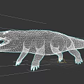 Reptile Crocodile Standing On Dark Background With Open Mouth And Scaly Skin