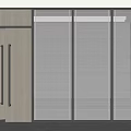 Modern Wooden Double Doors With Glass Partition And Metal Frame Blinds