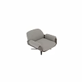 Elegant Light Gray Accent Chair With Brown Armrests And Metal Star Shaped Base