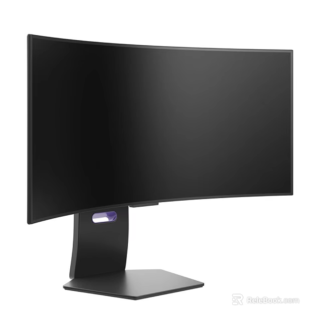 Sleek Black Curved Computer Monitor With Stable Stand And LED Indicator Light 3d model 