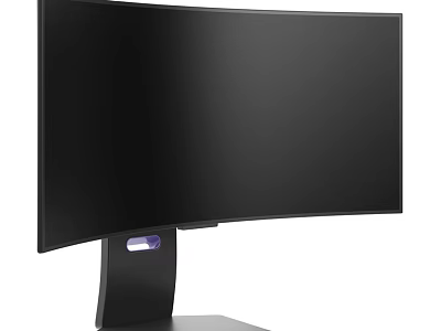 Sleek Black Curved Computer Monitor With Stable Stand And LED Indicator Light 3d model