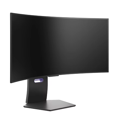 Sleek Black Curved Computer Monitor With Stable Stand And LED Indicator Light 3d model