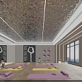 Spacious Yoga Studio with Purple Mats Natural Light Yoga Posters and Fitness Balls for Exercise