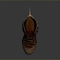 Stylish Brown Tall Leather Boots With White Decorative Top And Red Heel Pendant