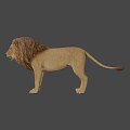 Game Movie Character Lion 3D Model With Brown Mane Standing Pose And Dark Background