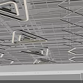 Modern Suspended Ceiling Design With Black Grid Framework And White Geometric Hexagons Triangles Shapes 3d model