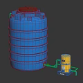 Durable Hardware Tools Including Blue Water Storage Tank Yellow Pump And Pipes