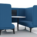 Modern Blue Booth Sofa With White Round Table For Lounge Space 3d model