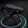Smart Machine Four Legged Robot With Modern Design On Display Platform With Blue Lights 3d model
