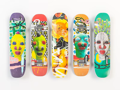 Colorful Skateboards Featuring Diverse Artistic Graphics And Creative Vibrant Designs 3d model