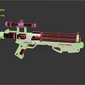 White and Black Futuristic Weapon with Scope Grip Barrel Red Accent and Shiny Surface