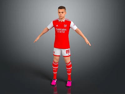 Arsenal Football Sports Equipment Red White Jersey With Emirates Logo And Number 49 3d model