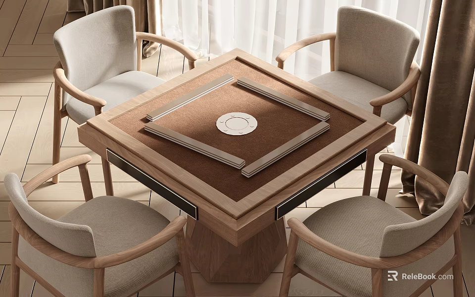 Modern Entertainment Table With Four Armchairs 3d model 