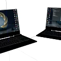 Two Open Laptops Showcasing Modern Design Screen Display And Keyboard Features 3d model