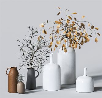 Modern vase ceramic ornaments combination 3d model