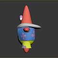 Happy Cartoon Starfish Character With Red Body Blue Coat Yellow Shorts And Pink Purple Flowers