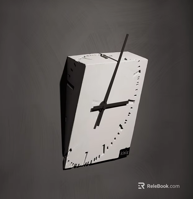 Braun Square Wall Clock With White Dial And Black Hands Design 3d model 