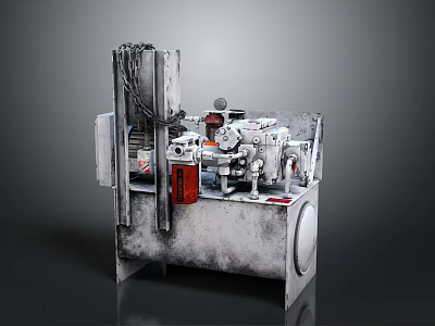 Industrial Mechanical Equipment With Metal Structure Control Panel And Pipes 3d model