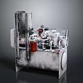 Industrial Mechanical Equipment With Metal Structure Control Panel And Pipes