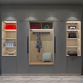 Modern Shoe Cabinet With Storage Shelves Hanging Coat Bags And Books