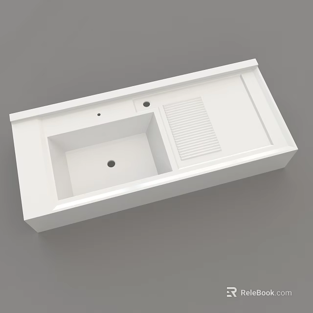 Modern White Washbasin With Integrated Single Bowl And Drain Grille Sleek Surface Design 3d model 