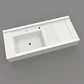 Modern White Washbasin With Integrated Single Bowl And Drain Grille Sleek Surface Design