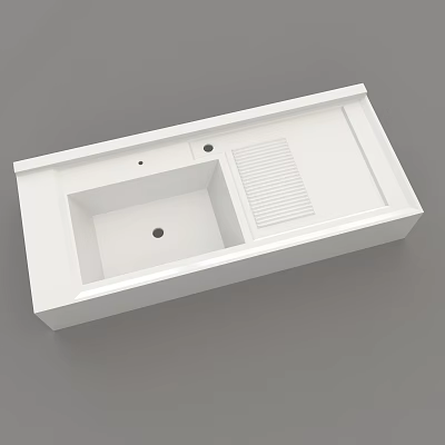 Modern White Washbasin With Integrated Single Bowl And Drain Grille Sleek Surface Design 3d model