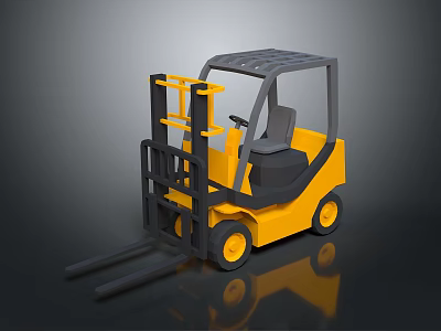 Yellow Industrial Forklift With Black Mast Cab And Wheels 3D Rendering 3d model