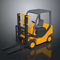 Yellow Industrial Forklift With Black Mast Cab And Wheels 3D Rendering 3d model