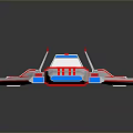 Futuristic Aerodynamic Model With White Body Red Blue Stripes And Sleek Design