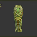 Golden Pharaoh Statue With Blue Red Decorations On Gray Gradient Background 3d model