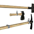 Essential Hardware Tools Including Shovel Axe And Pickaxe With Wooden Handles 3d model