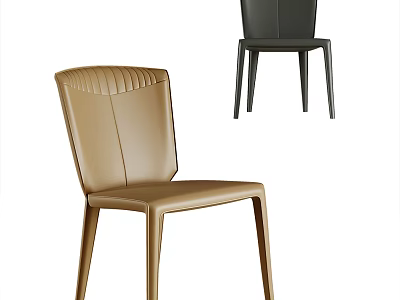 Modern Leisure Chairs in Brown and Black Leather with Sleek Minimalist Design 3d model
