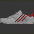 White Lace Up Sports Shoes With Red Stripes And Logo For Casual Daily Use