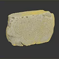 Decorative Stone with Intricate Spiral Carvings and Wooden Stand Display Piece