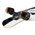 Fitness Skateboard with Black Gold Patterns White Deck Cartoon Graphic Brown Wheels and Metal Trucks