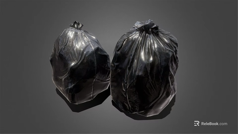 Strong Black Garbage Bags For Household Waste Disposal And Home Use 3d model 