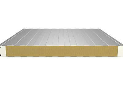 Composite Building Panel With Silver Metal Surface And Yellow Insulation Layer 3d model