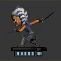 Cat Eared Warrior Character Holding Purple Lightsaber On Black Base With Blue Lights