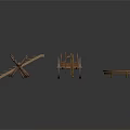Traditional Wooden Garden Living Supplies With Handcart Plank And Rake Tools