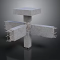 Concrete Cross Shaped Structure With Steel Rebars And 3D Architectural Design