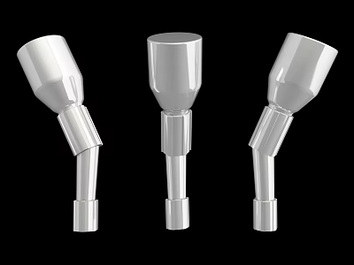 Automotive Parts Three Silver Metal Tubular Connectors For Vehicle Systems 3d model