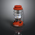 Red Coleman Kerosene Lamp With Metal Cage Clear Glass And Bottom Knobs
