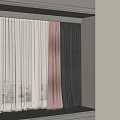 Modern Window Curtain Combination With White Sheer Pink And Gray Fabric Panels