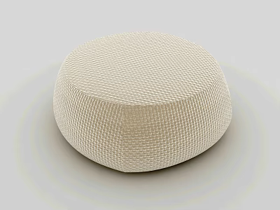 Round Beige Woven Ottoman With Simple Design And Textured Surface For Home 3d model