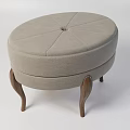 Soft Fabric Upholstered Round Shoe Bench With Wooden Legs For Entryway Decor