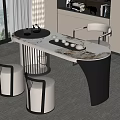 Elegant Modern Tea Table and Chairs with Marble Top and Minimalist Design 3d model