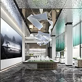Modern Sales Office Interior Design With Elegant Lobby Artistic Lighting Green Plants And Display Features