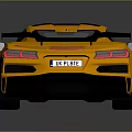 Yellow Sports Car With Aerodynamic Body Black Rear Spoiler And Shiny Alloy Wheels